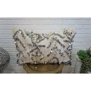 Vintage Moroccan Wedding Blanket Pillow: Berber Handira Cushion Cover 03YS00148